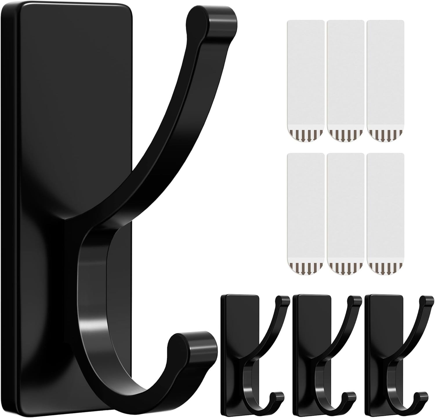 Pickpiff Adhesive Wall Hooks - No Residue, Easy Removal, Heavy-Duty Towel Hooks | 4 Pack Black