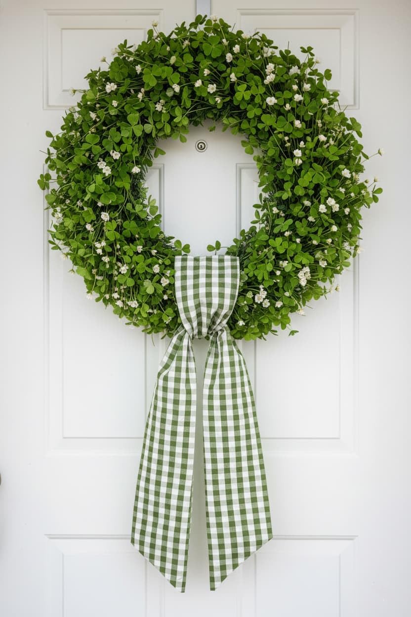 Regine Switzerland Green & White Plaid Wreath Sash - 2 Pack Indoor/Outdoor Spring & St. Patrick's Day Decor