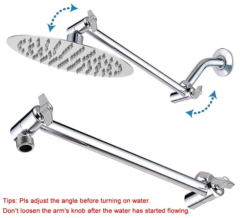 8-Inch High Pressure Rainfall Shower Head with 11-Inch Adjustable Arm