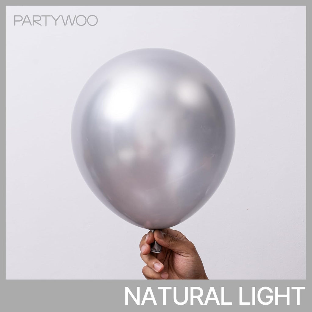 PartyWoo Silver Balloon Arch Kit - 152 Pcs in Various Sizes for Birthday, Graduation & Weddings | Silver-G102