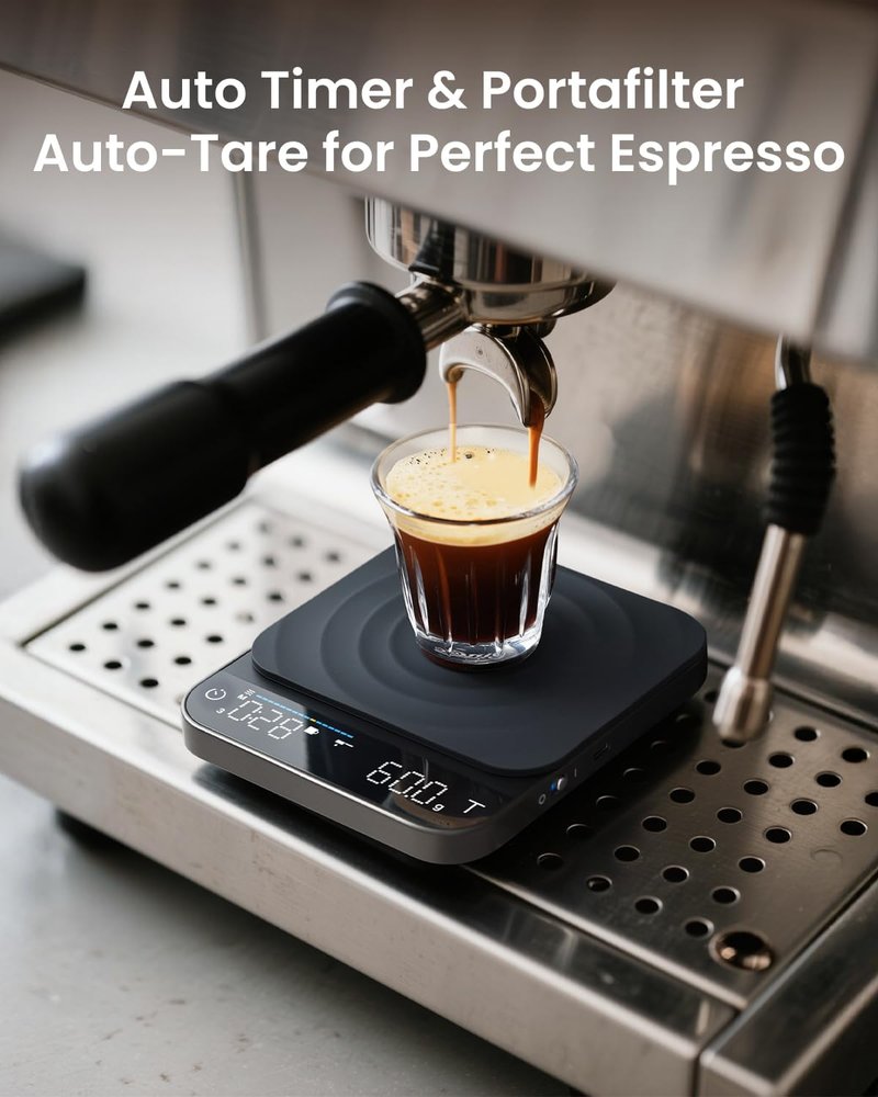 RENPHO Espresso Scale with Timer, Rechargeable Coffee Scale with Flow Rate Indicator, 0.1g Accurate Coffee Been Scale for Pour-Over, Gift for Coffee Lover, Calibarista, 3kg