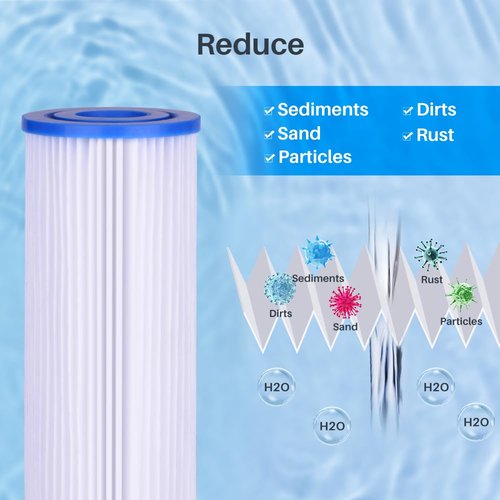CFS – 10" x 4.5" Pleated Water Filter Cartridges Compatible with FXHSC, R50-BBSA, R50-BB, WFHDC3001, W50PEHD and GXWH40L Models – Removes Bad Taste – Whole House Replacement Filter – 8 Pack