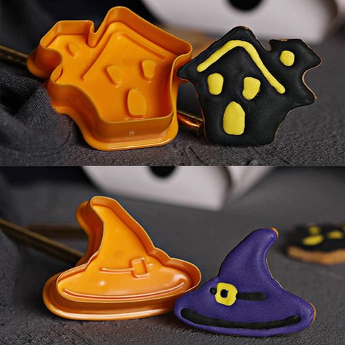 Minelife 12 Pieces Halloween 3D Cookie Cutters Set Plunger Cookie Stamps, Fondant Cookie Stampers Christmas Cookie Cutters for DIY Cake Baking Decoration Supplies Favors