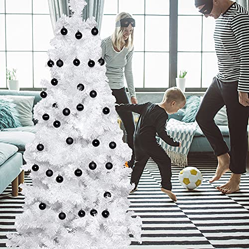 Black Halloween Ball Ornaments - 34 Pack Shatterproof Pre-Strung Tree Decor