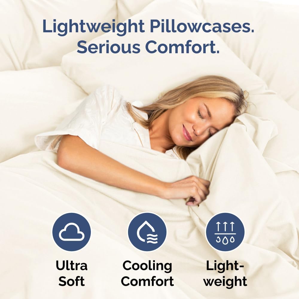 Skiennix Queen Pillow Cases Set of 4 | Ultra Soft Hotel Quality, Wrinkle-Free & Fade Resistant - Off White