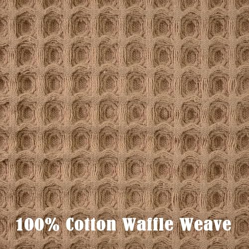 Waffle Weave Cotton Hand Towels - 2-Piece Set, 13" x 29", Tan