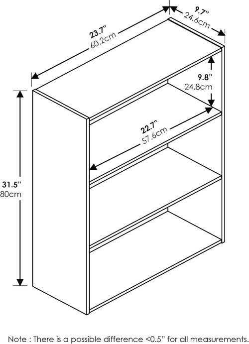 Furinno Bookcase - 3-Tier Storage Solution in Blackwood & Americano Finishes | Stylish Organization