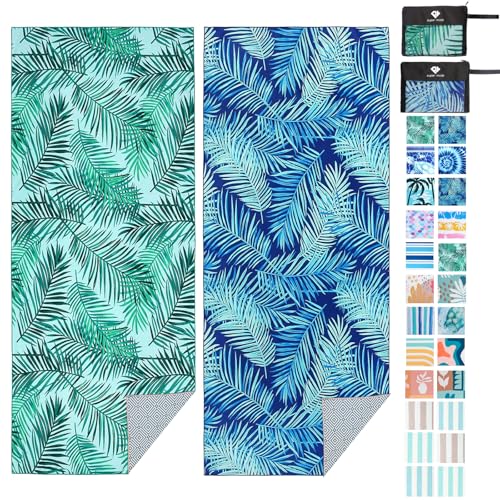 2-Pack Oversized Microfiber Beach Towels, 75" x 35" Quick-Dry Sand-Free