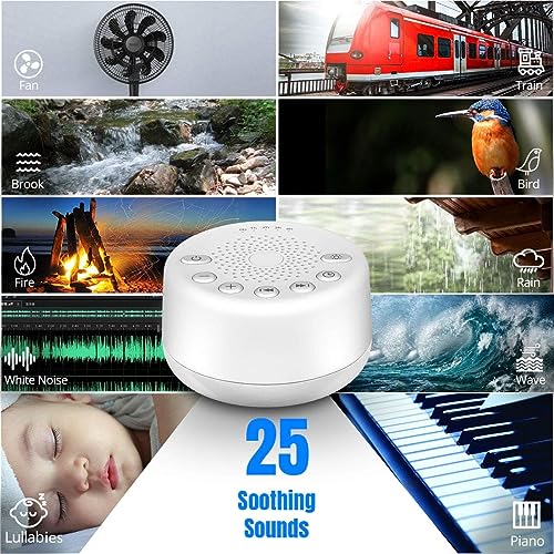 White Noise Sound Machine with 25 Soothing Sounds, Night Light & Timer