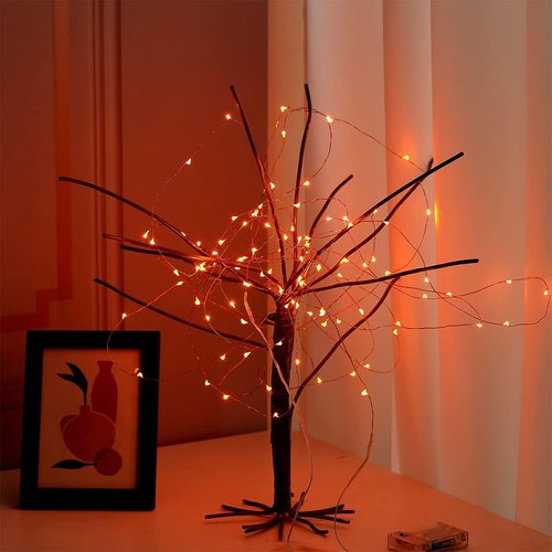 Ariceleo Mini Halloween Fairy Lights - 2 Pack Copper Wire LED String Lights | Battery Operated, 16ft Orange