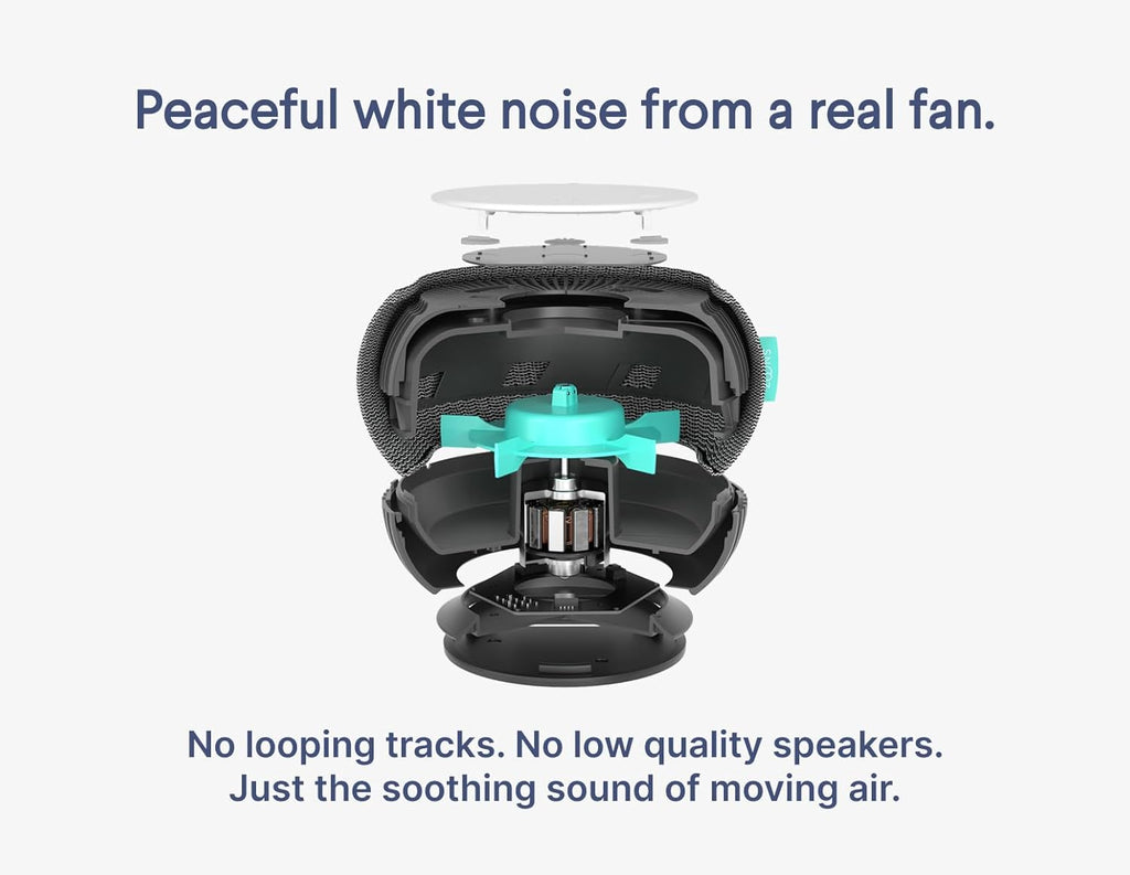 SNOOZ Smart White Noise Machine - Non-Looping Real Fan Sound for Sleep Aid | Portable & Versatile Cloud Design