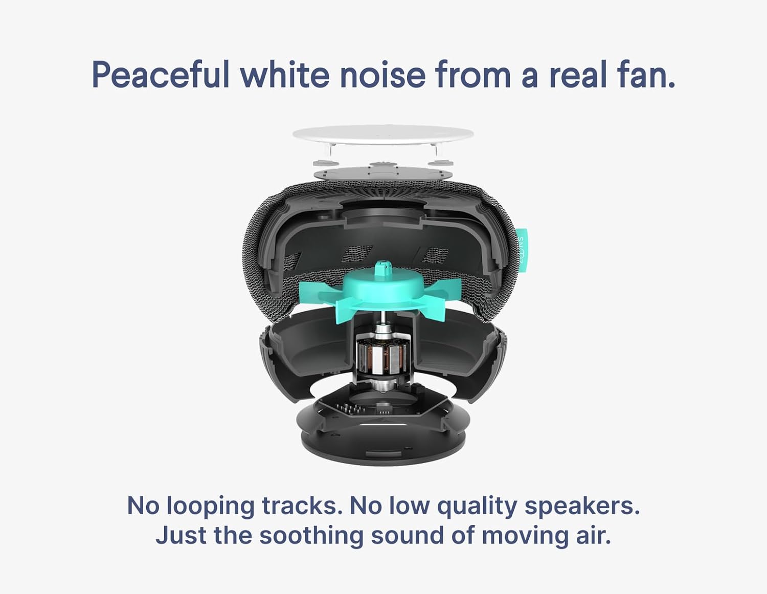 SNOOZ Smart White Noise Machine - Non-Looping Real Fan Sound for Sleep Aid | Portable & Versatile Cloud Design