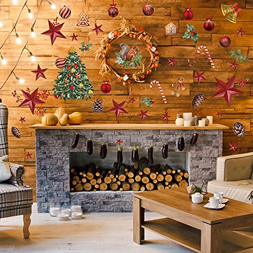 Tenare Christmas Stars and Berries Peel & Stick Wall Decals - 4 Sheets