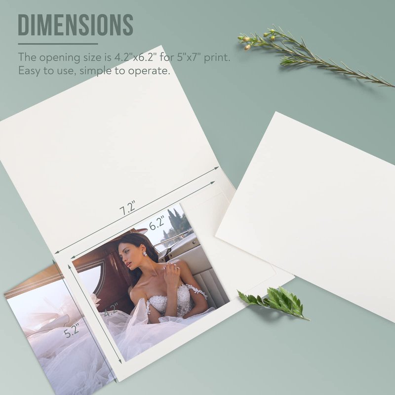 Golden State Art, Pack of 200, 5x7 Photo Folders, Cardboard Picture Frame, Paper Frame Cards, Greetings/Invitation Special Events: Graduation, Christmas, Wedding (White)