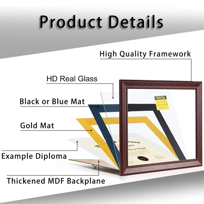 Minesaxel 16x20 Diploma Frames 14x17 with Black Mat, Fits Degree Certificate Document, 20 x 16 Cherry Red Frame with Tempered Glass Panel for Wall Mounting