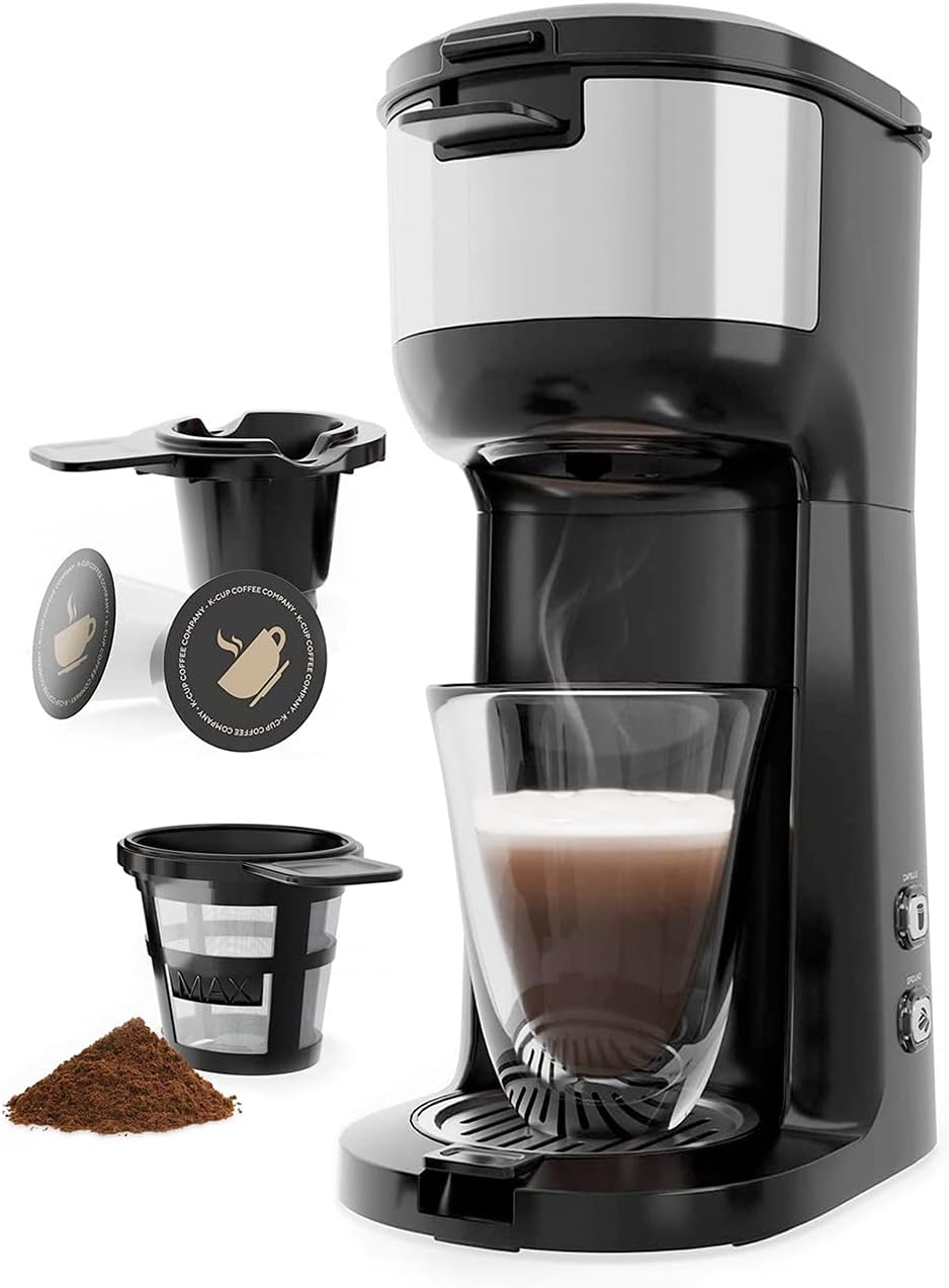 Skiennix Single Serve Coffee Maker - Brew K-Cup Pods & Ground Coffee | Thermal Drip, Self-Cleaning, Brew Strength Control