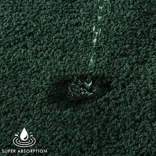 MIULEE Dark Green Bathroom Rugs Set 2-Piece 16x24 Soft Microfiber Non-Slip