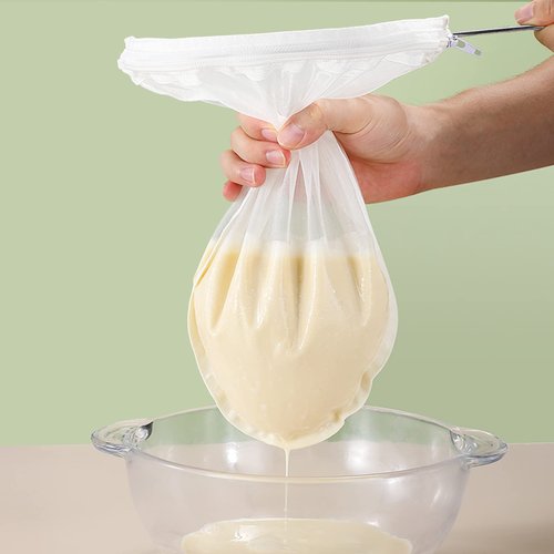Nut Milk Bag Strainer with Stand, Strainers Fine Mesh Bags, Jelly strainer, Reusable Cheese Cloth Bag for Straining for Filter Juices, NutMilk, Cheese, Honey, Butter, M