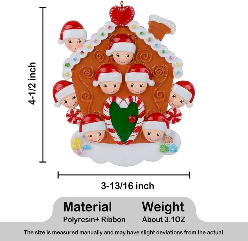 Regine Switzerland Gingerbread House Ornament - Personalized Family of 8 for 1st Christmas - Free Customization