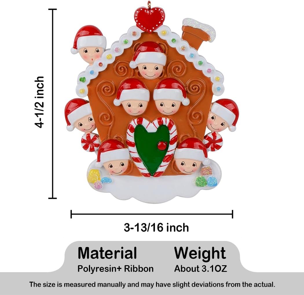 Regine Switzerland Gingerbread House Ornament - Personalized Family of 8 for 1st Christmas - Free Customization