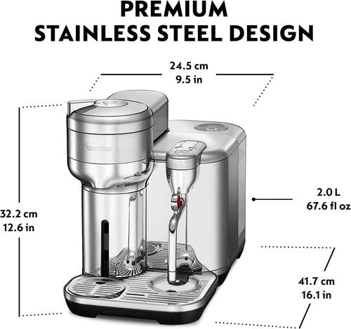 Breville Nespresso Vertuo Creatista Coffee & Espresso Maker - Brushed Stainless Steel Finish
