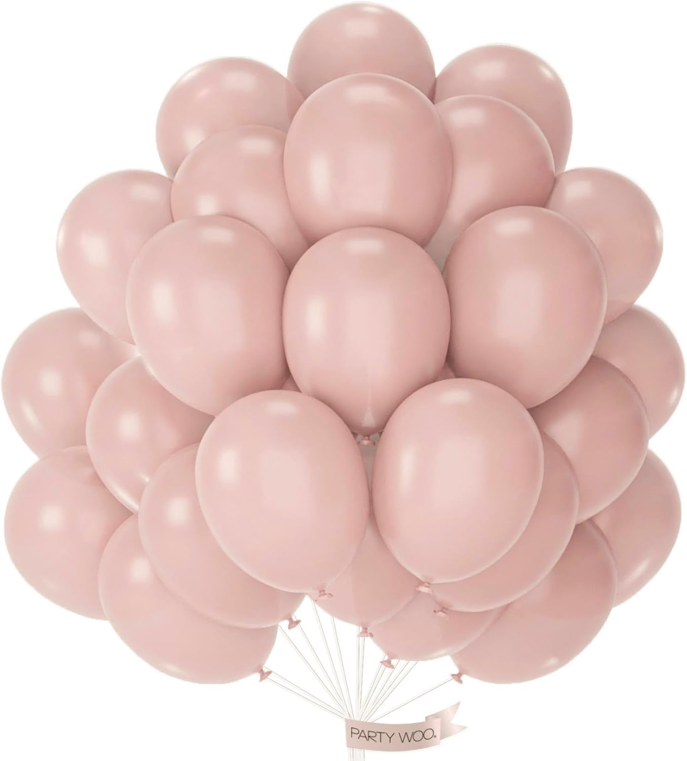 PartyWoo Dusty Pink Balloons - 50pcs 12 Inch Boho Blush & Lilac Latex Helium Balloons for Celebrations