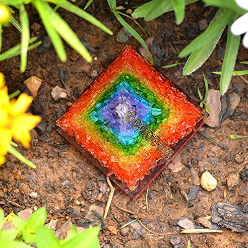 7 Chakra Orgone Pyramid for Energy Healing and Meditation Balance
