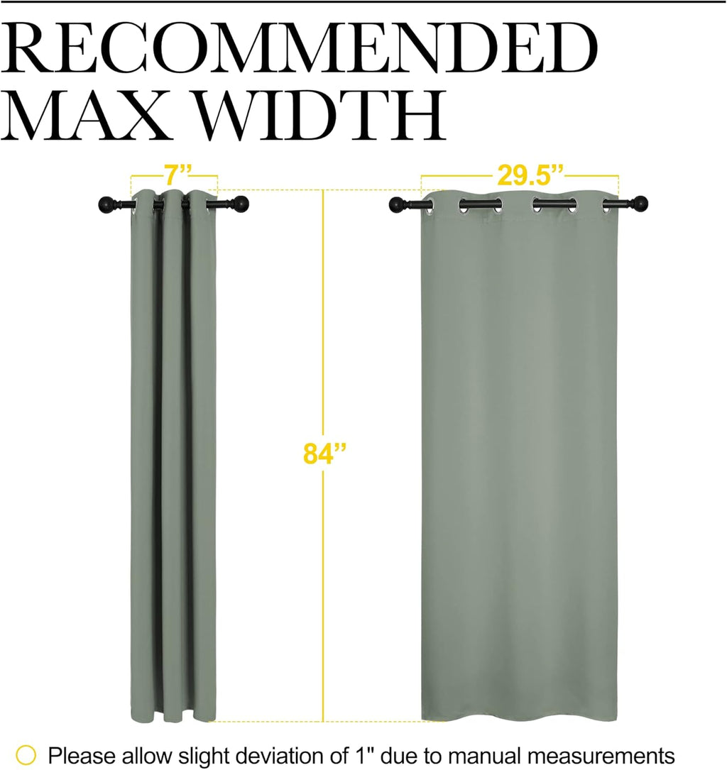 NICETOWN Blackout Curtain Panels - Thermal Insulated Grommet Drapes for Basement | Greyish Green, 34x84 Inch (1 Pair)