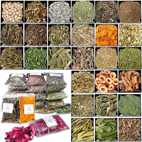 32-Pack Dried Herbs and Flowers for Witchcraft, Spell Jars, and DIY Crafts