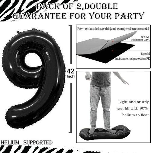 GOER Jumbo 42-Inch Number 19 Balloons - Sweet 19 Birthday Party Decorations | Black Foil Helium Balloons