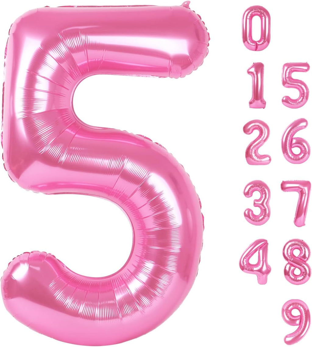 Skiennix 40-Inch Balloon Numbers - Big Pink 5th Birthday Decorations | Perfect for Weddings & Parties