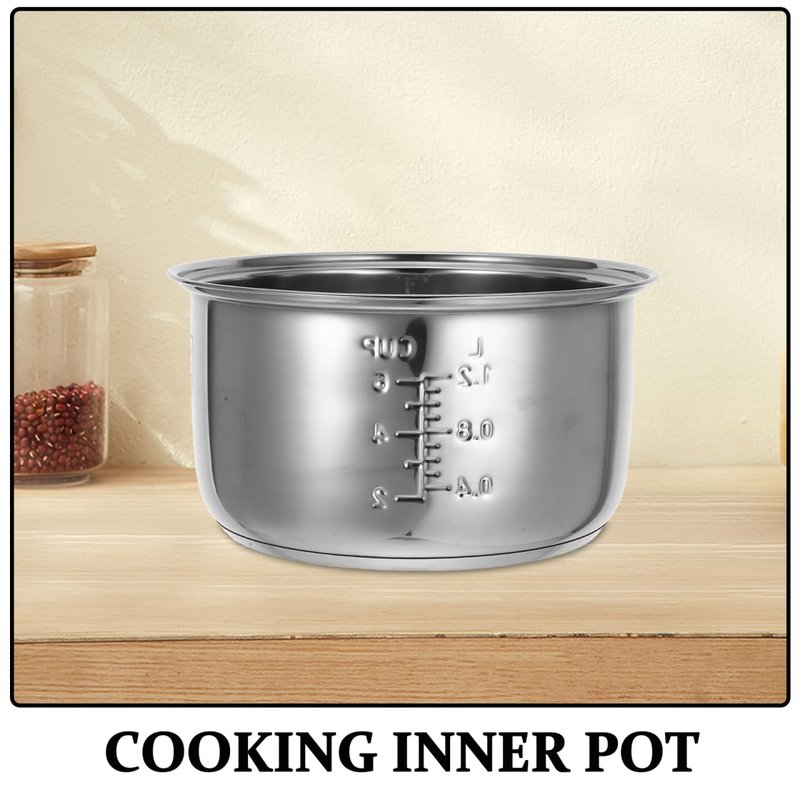 BRIGHTFUFU 1Pc 3L Rice Cooker Cup Stainless Steel Inner Bowl Non-Stick Inner Pot Upgrade Even Heating for Perfect Rice Pots for Multi-Cookers Easy to Clean and Dishwasher Safe