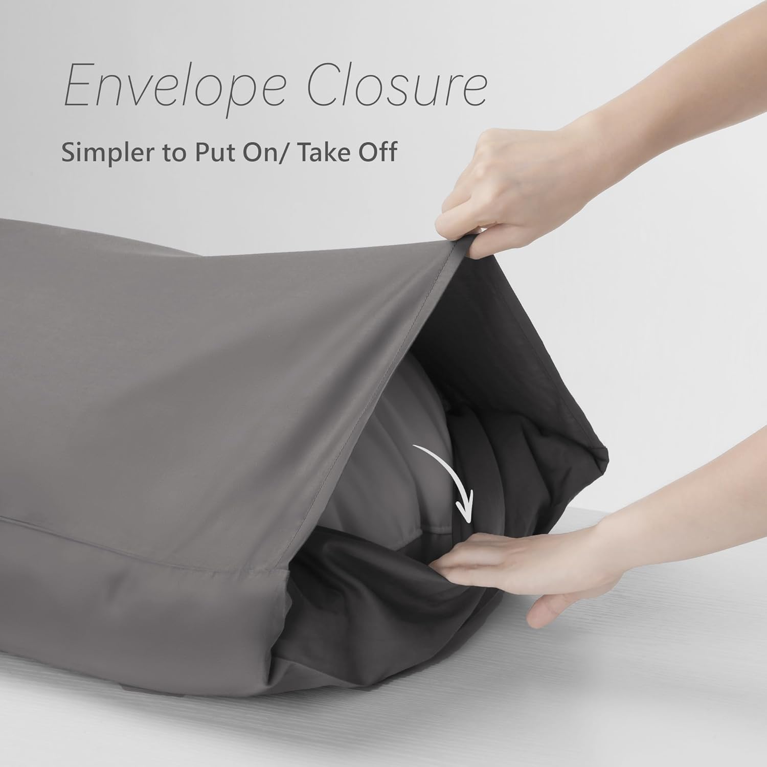 Skiennix 100% Cotton Pillowcase - Soft Gray Queen Size with Envelope Closure | 500 Thread Count, 20x30 Inches