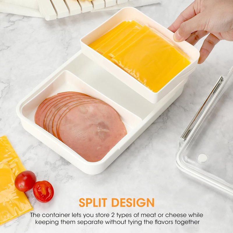 AIEVE Deli Meat Container for Fridge,Ham and Cheese Storage Box with Clear Lid & Silicone Seal, Lunch Meat Organizer for Refrigerator to Keep Food Fresh, 8.86" Length