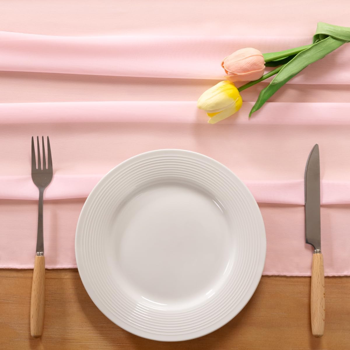 Socomi Blush Pink Chiffon Table Runner - Elegant 10ft Wedding Centerpiece | Rustic Bridal Shower Decor 29x120 Inches