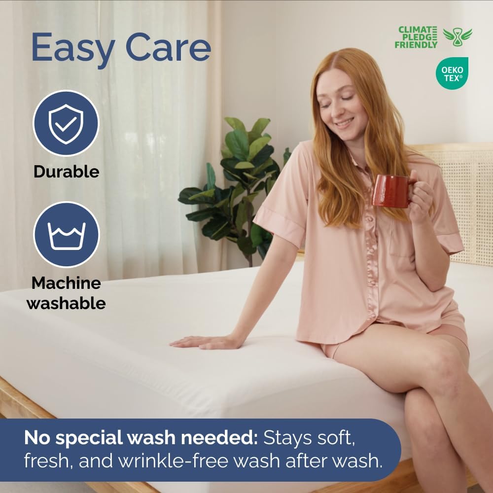 Queen Mattress Protector by [Brand Name] - Waterproof Bed Cover with 16" Deep Pockets | Soft, Breathable & Noiseless