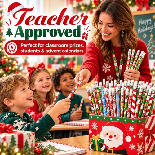 Kesote Christmas Pencils with Erasers – Pack of 36 Assorted Holiday Party Favors