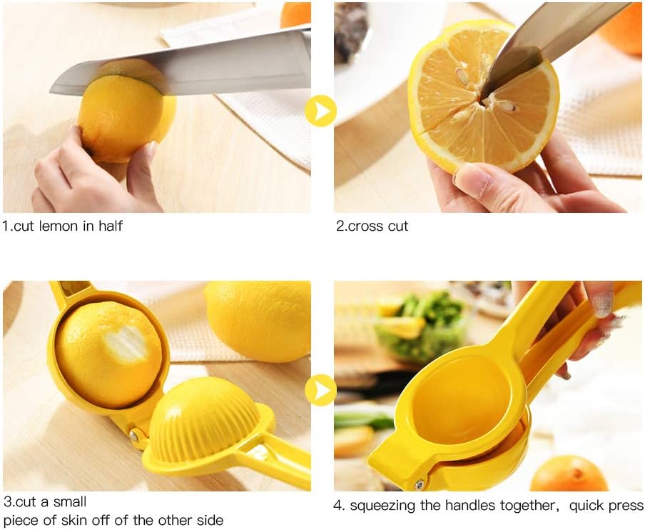 Skiennix Manual Citrus Juicer - Professional Lemon & Lime Squeezer Kitchen Tool | Yellow Finish