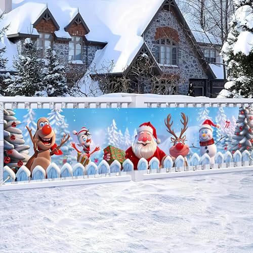 Christmas Yard Banner Santa Reindeer Snowman 78x17 Inches Outdoor Holiday Decoration