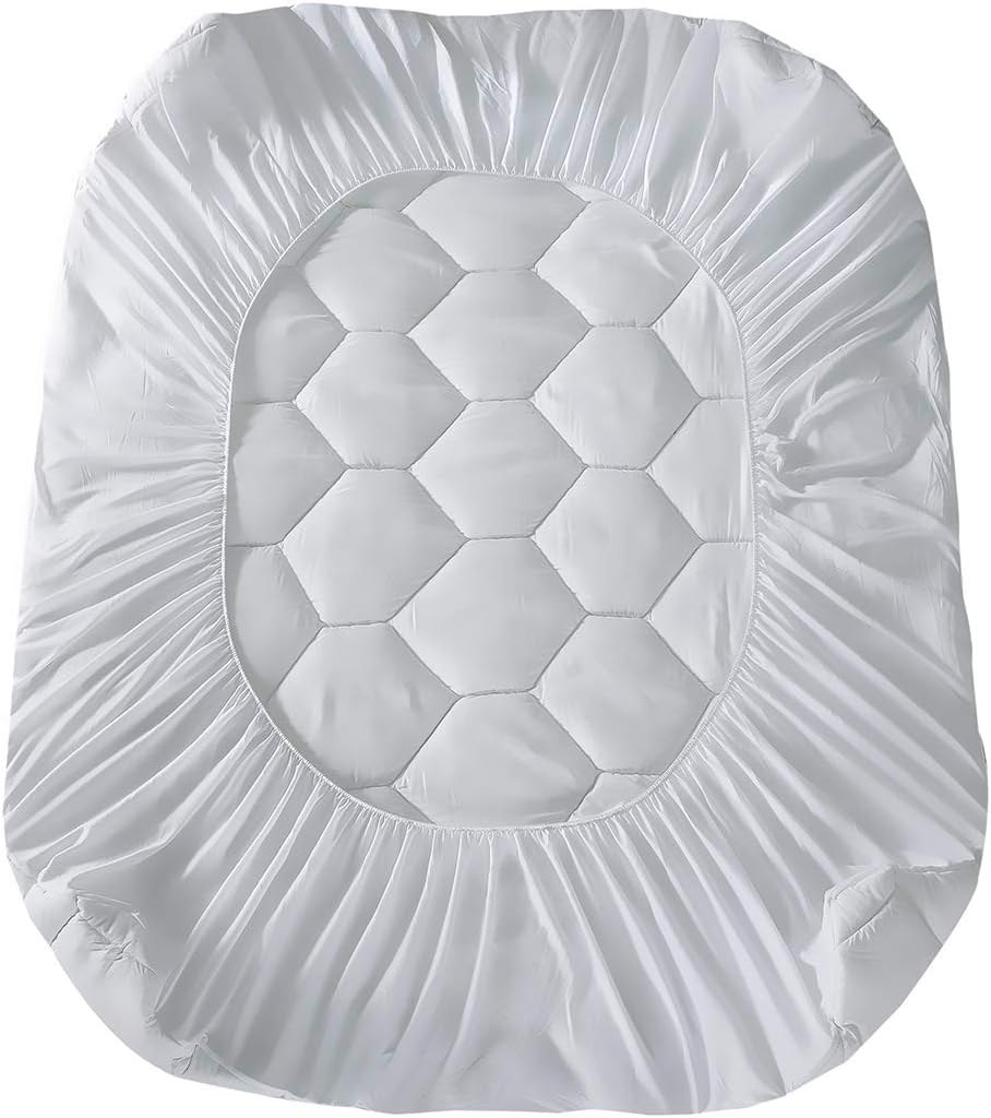 Queen Mattress Pad - Ultra Soft Quilted Fitted Topper Cover for 8-21" Deep Pockets | White