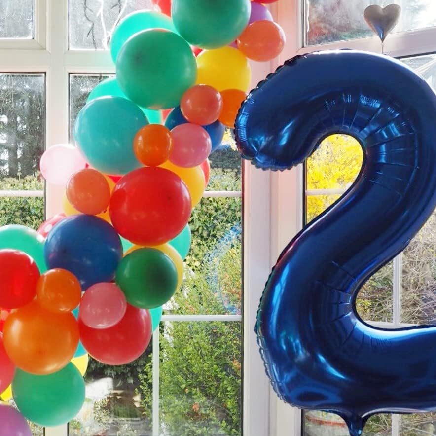 Numbers Balloon 40 Inch - Navy Blue Birthday Decorations for 2nd, 12th, 21st Parties & Graduations