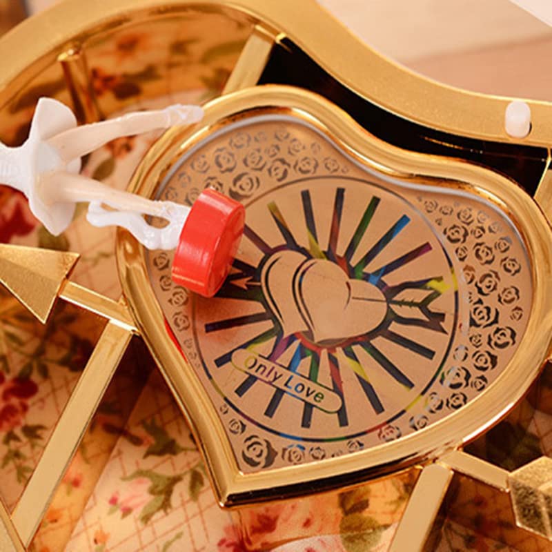 Heart-Shaped Ballerina Music Box with Rotating Figurine and Jewelry Storage