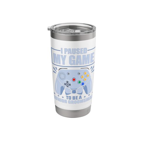 Junior Groomsman Video Gamer Paused My Game Junior Groomsmen Stainless Steel Insulated Tumbler