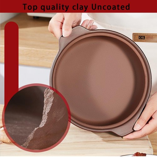 Natural Terracotta Casserole with Lids Clay Pots for Cooking, Unglazed Earthenware Rice Pots (UpgradeT3-2.64QT)