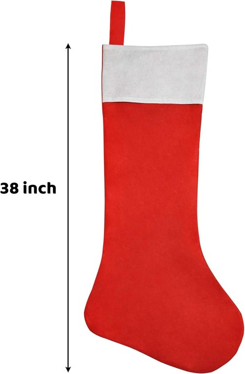 JOYIN Jumbo Christmas Stockings - 4 Pack 38" Red & White Felt Holiday Decor for Tree & Parties