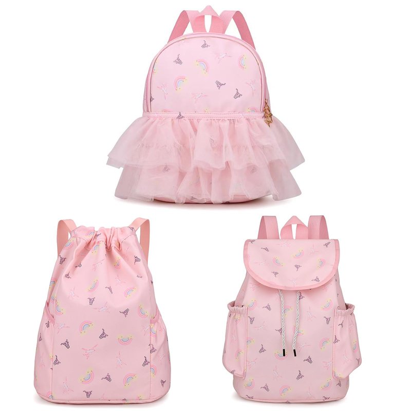 Yitengteng Ballet Backpack Rainbow Prints,Ittle Girls Ballerina Bag,Adorable Pink Kids Backpack for Kindergarten or Primary School (Purple)