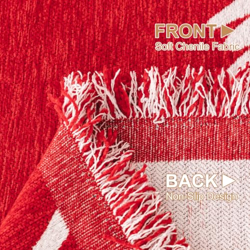 Smiry Chenille Couch Cover for 3-Cushion Sofa, Dog Hair Protection, Red Christmas Tree 88.5x118 Inch