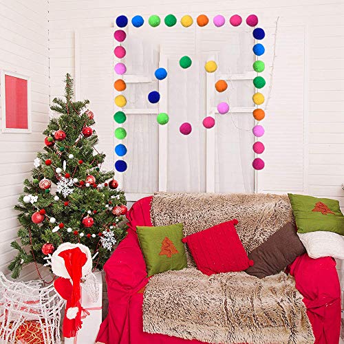 Colorful Pom Pom Ball Garland Set (5-Pack) - 6.5ft Rainbow Party Decor