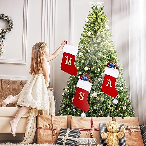 20-Inch Monogram Christmas Stocking - Red Velvet with Plush Cuff