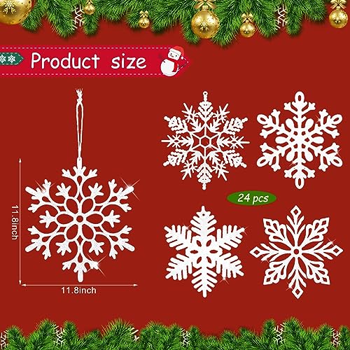 Romantic Style 24-Pack 12 Inch White Snowflake Christmas Ornaments